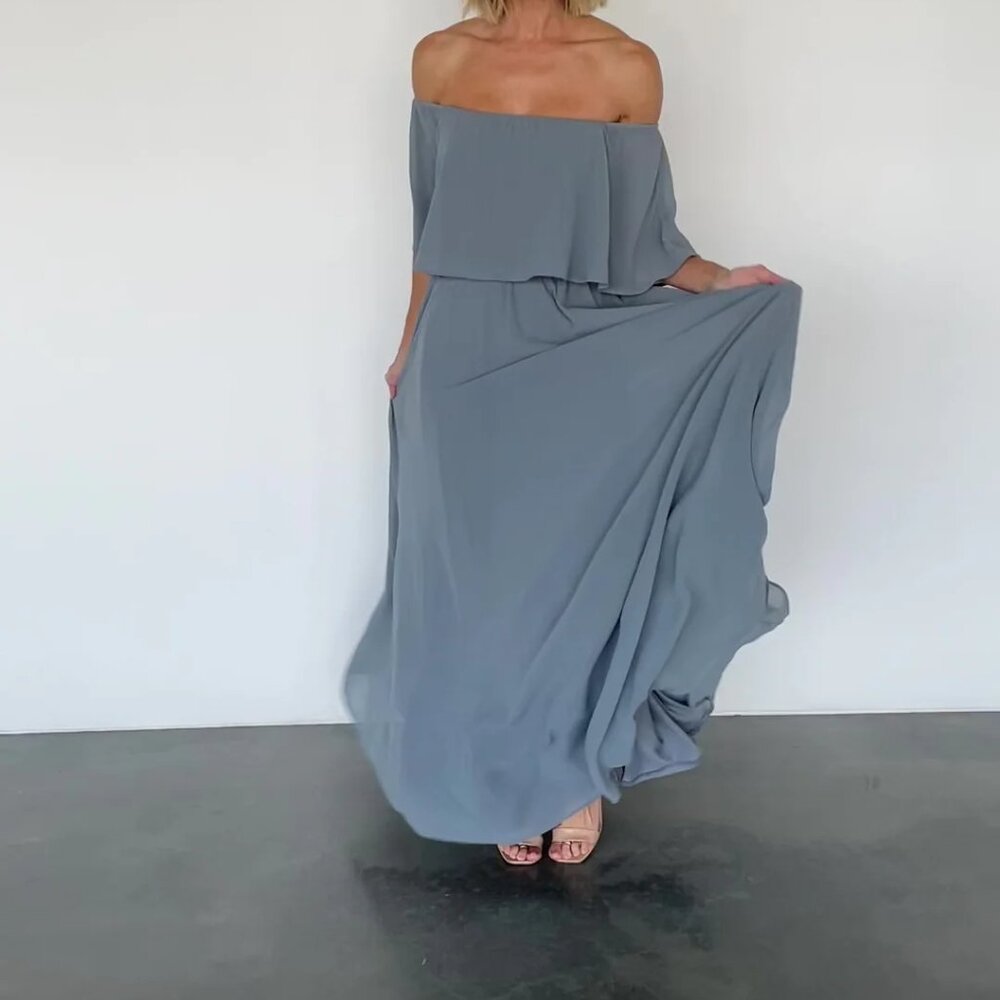 Baltic Born Victoria Off The Shoulder Maxi Dress size XS in light blue